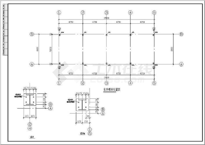 单层活动板房建筑钢结构施工cad设计布置方案图纸(墙面结构75mm夹芯板